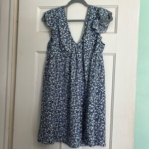 Floral baby doll dress with ruffle sleeve